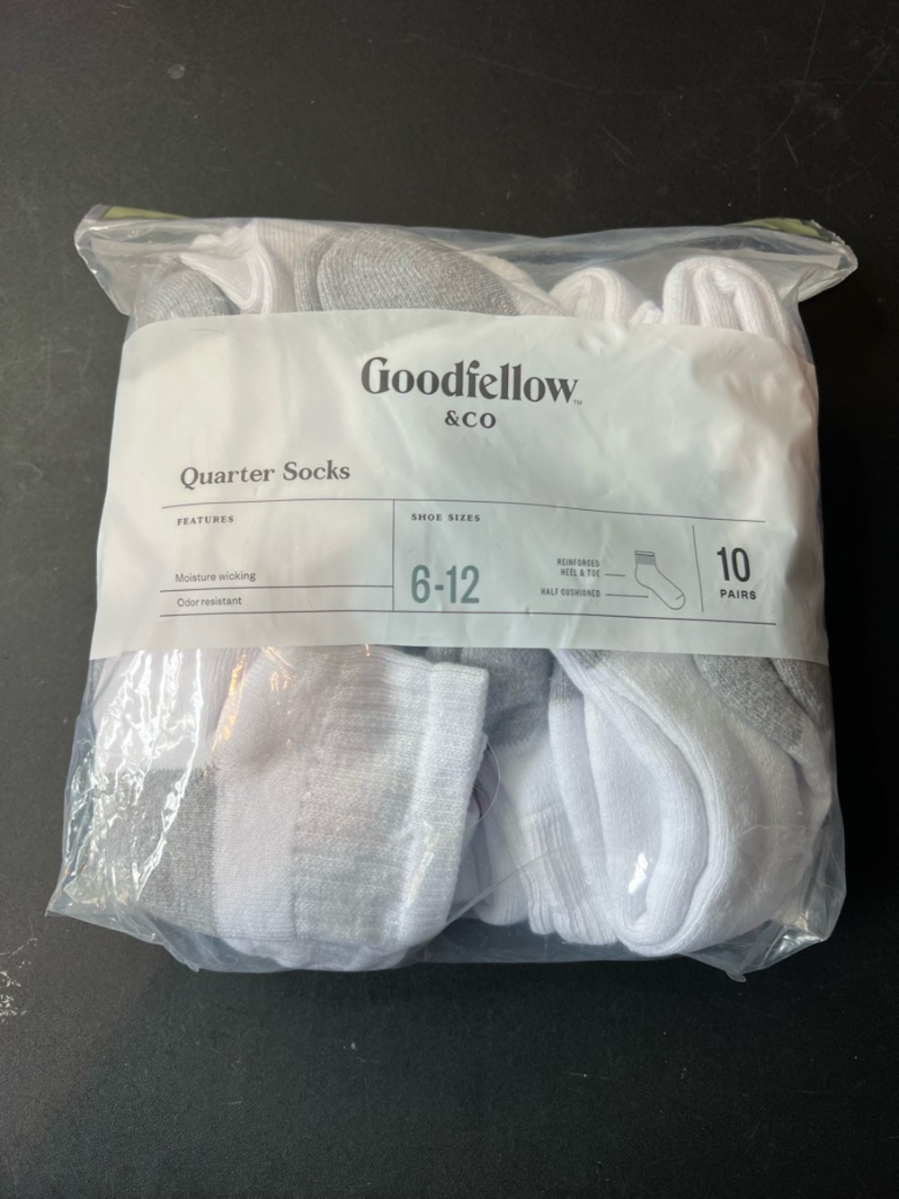 Goodfellow & Co White Mens 10 Pack Quarter Athletic Socks